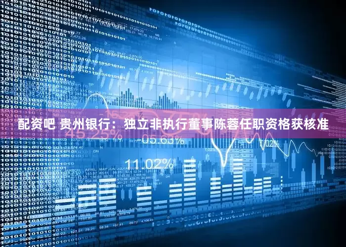 配资吧 贵州银行：独立非执行董事陈蓉任职资格获核准